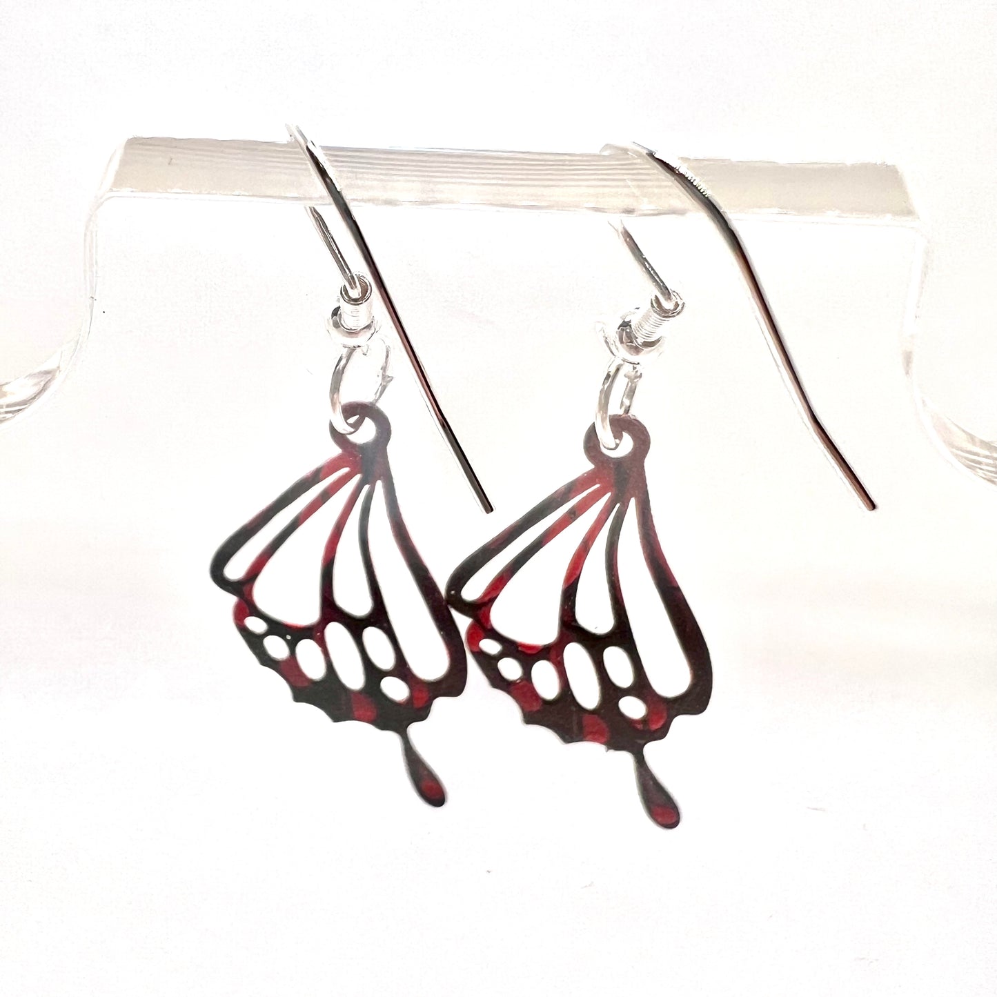 Black & Red Butterfly Wing Earrings