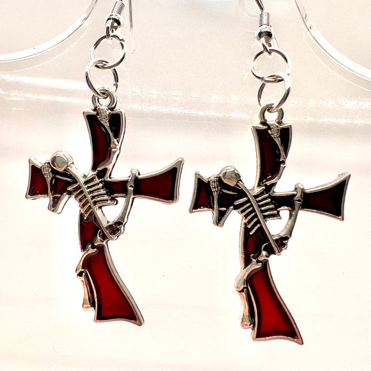 Skeleton & Iron Cross Earrings