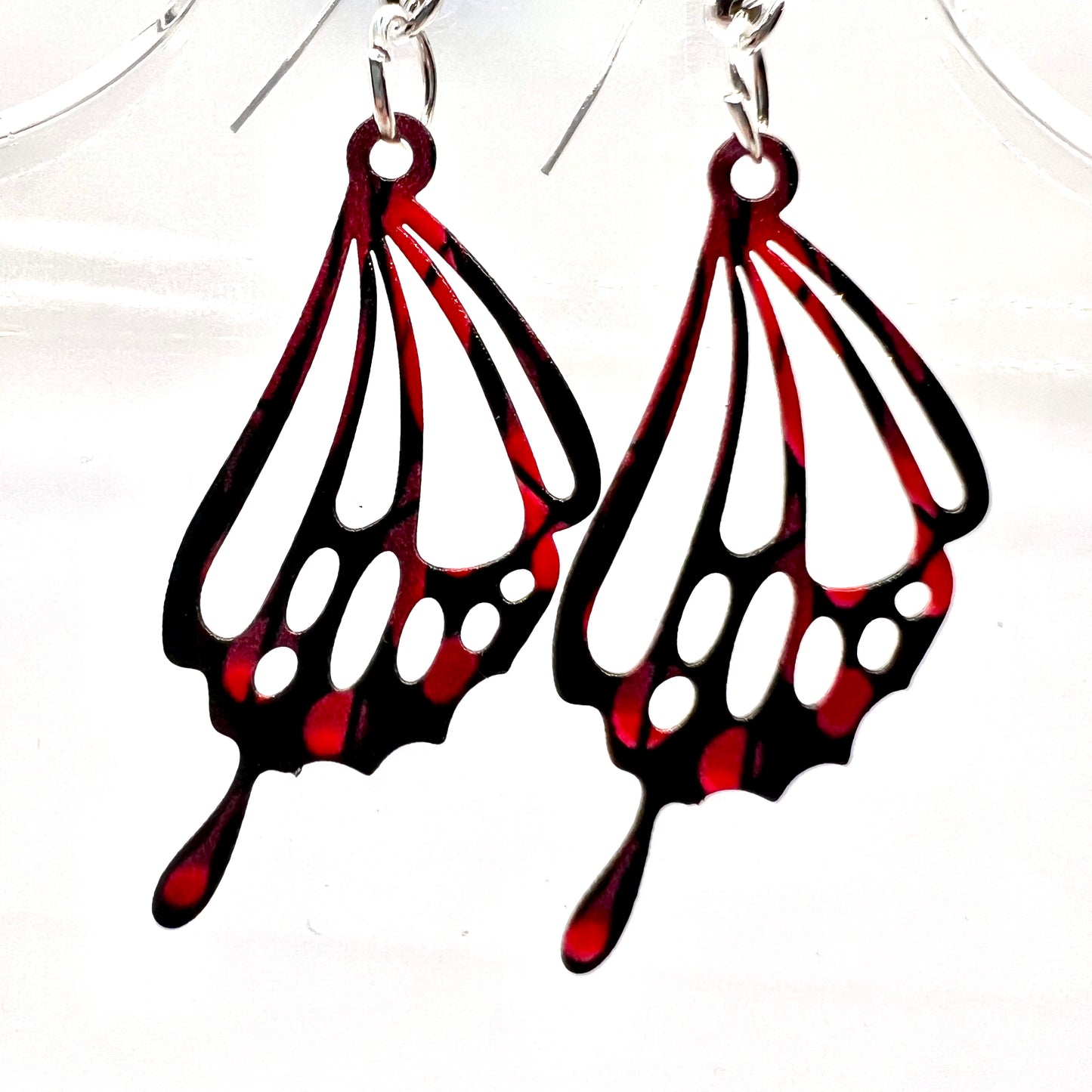 Black & Red Butterfly Wing Earrings