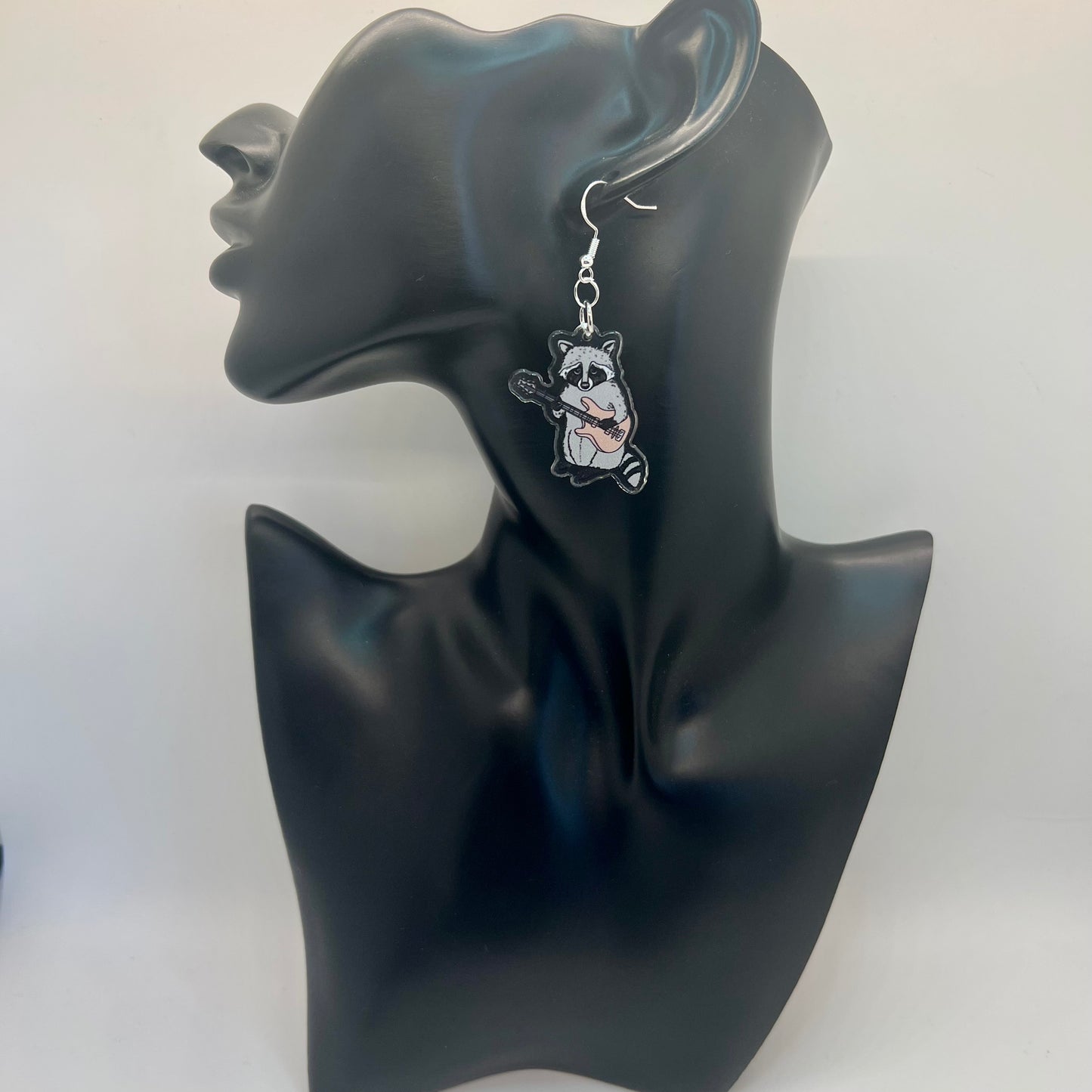 Raccoon Guitar Earrings