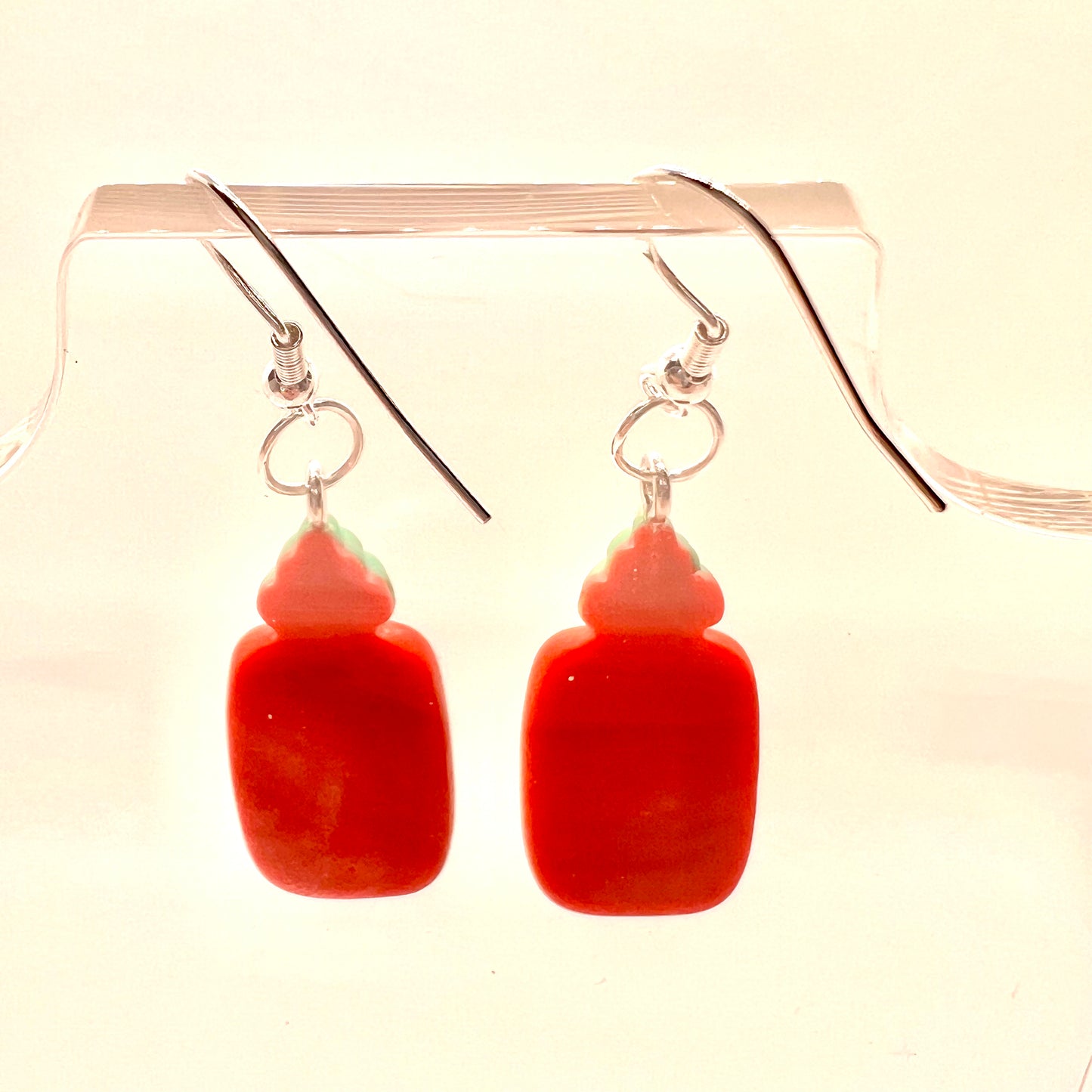Red Hot Sauce Bottle Earrings