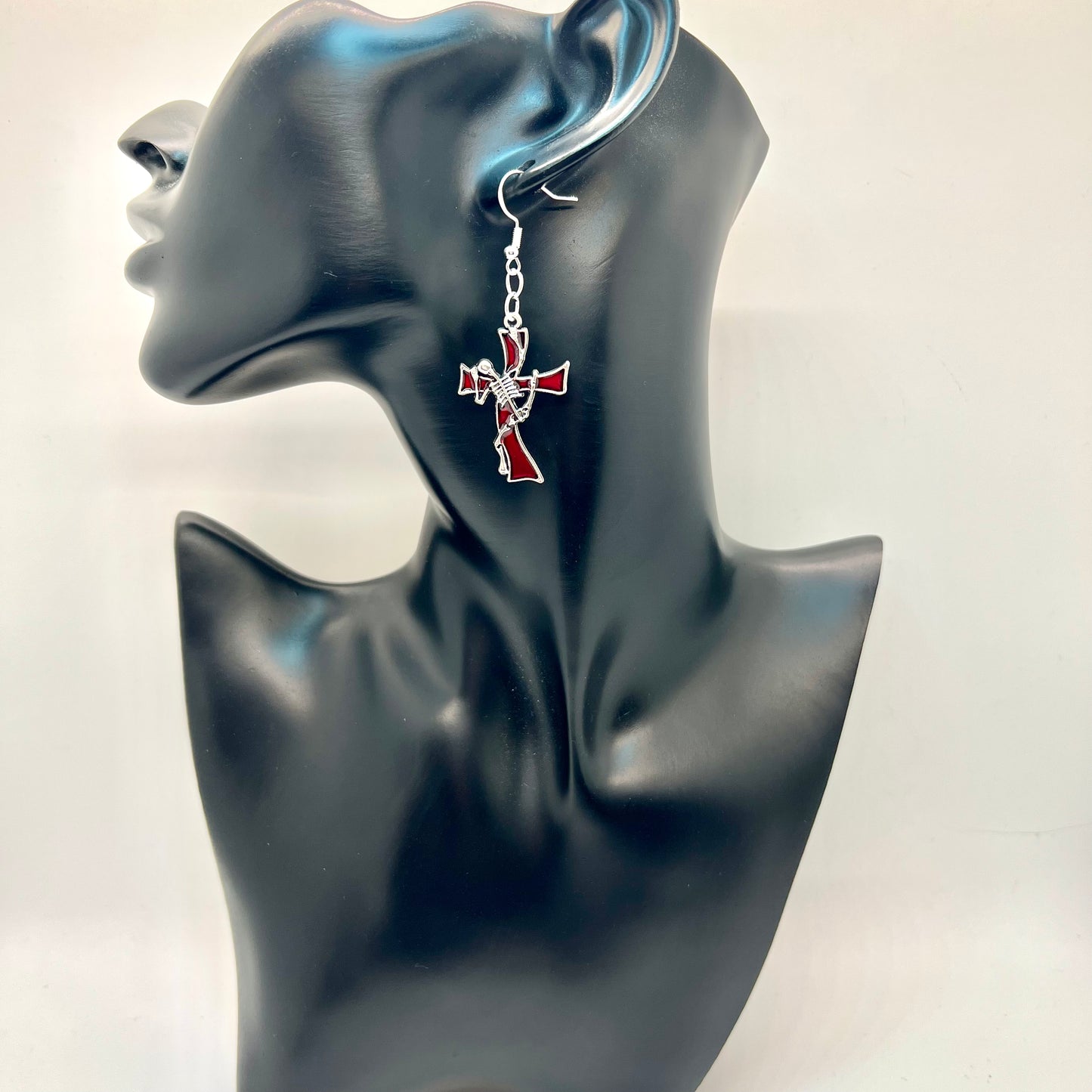 Skeleton & Iron Cross Earrings