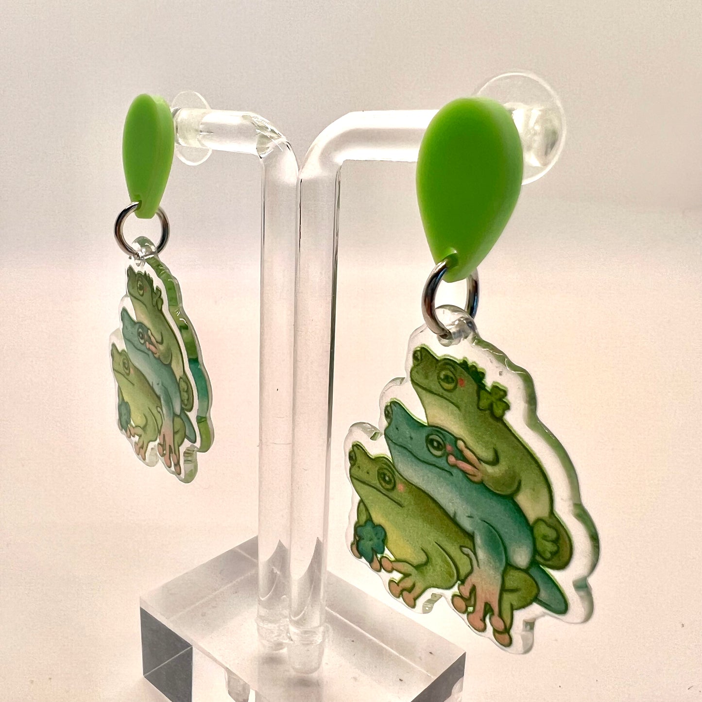 Green Frog Earrings