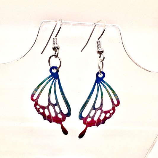 Rainbow Butterfly Wing Earrings