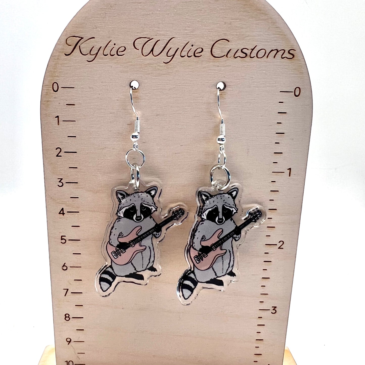 Raccoon Guitar Earrings