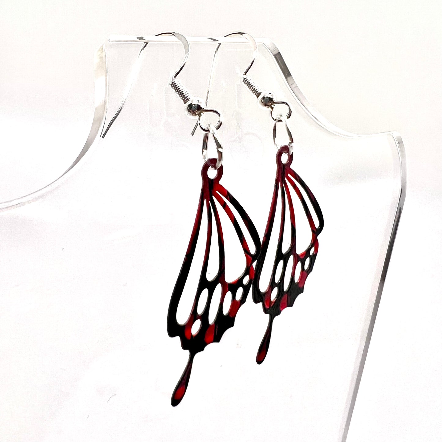 Black & Red Butterfly Wing Earrings