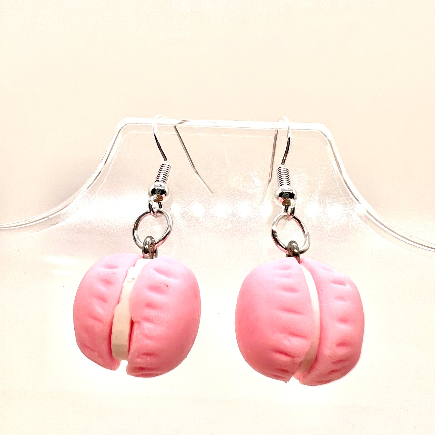 Pink Macaron Cookie Earrings