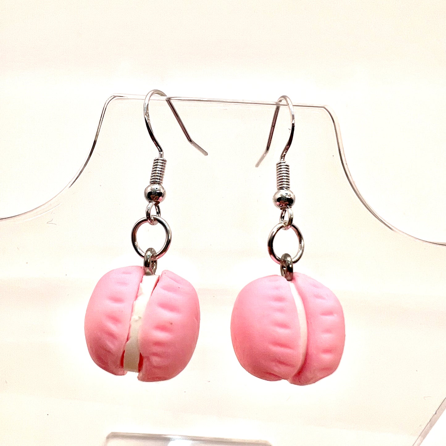 Pink Macaron Cookie Earrings
