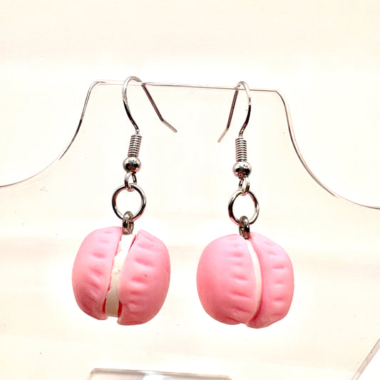 Pink Macaron Cookie Earrings