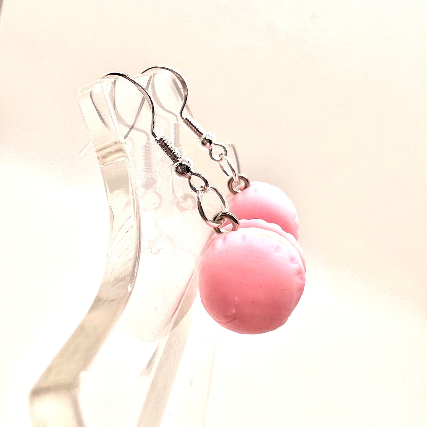 Pink Macaron Cookie Earrings
