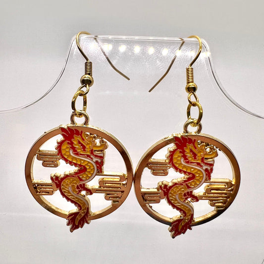 Red Dragon Earrings