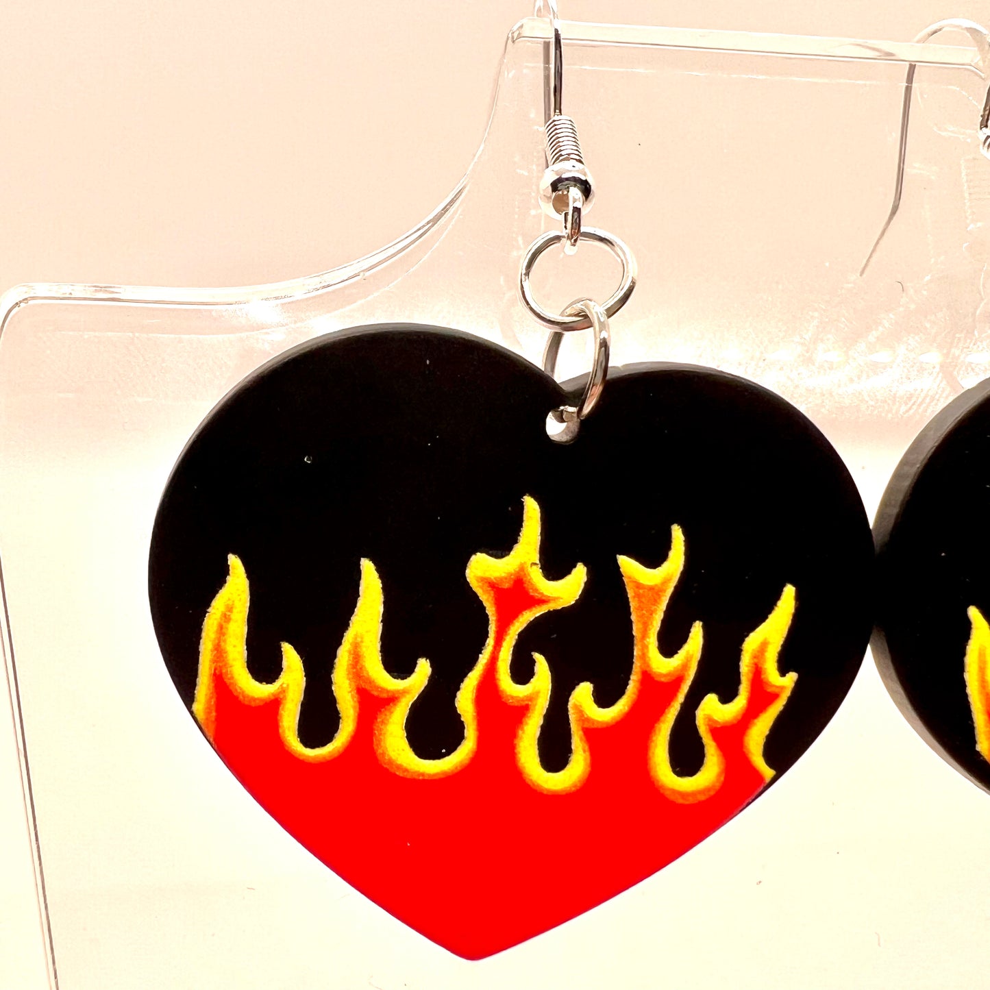 Wednesday Addams Flaming Heart Earrings
