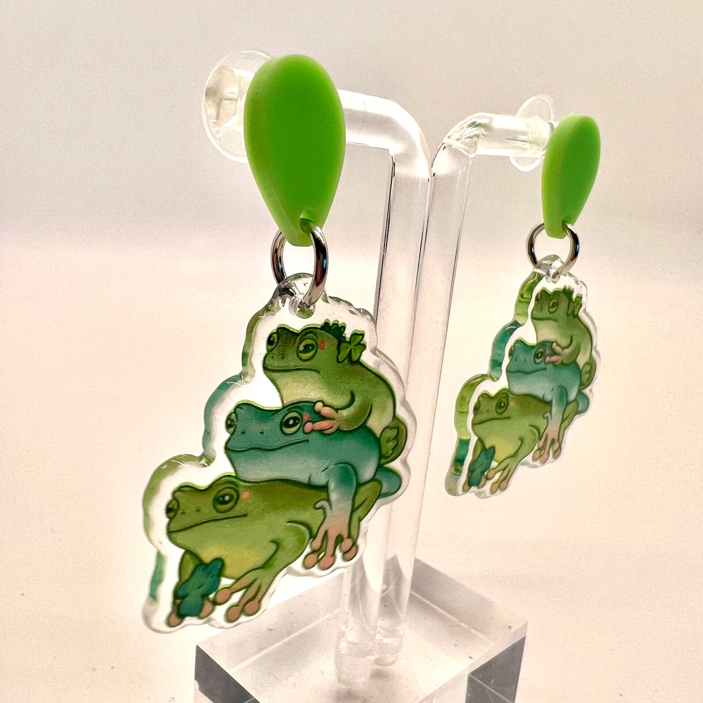 Green Frog Earrings