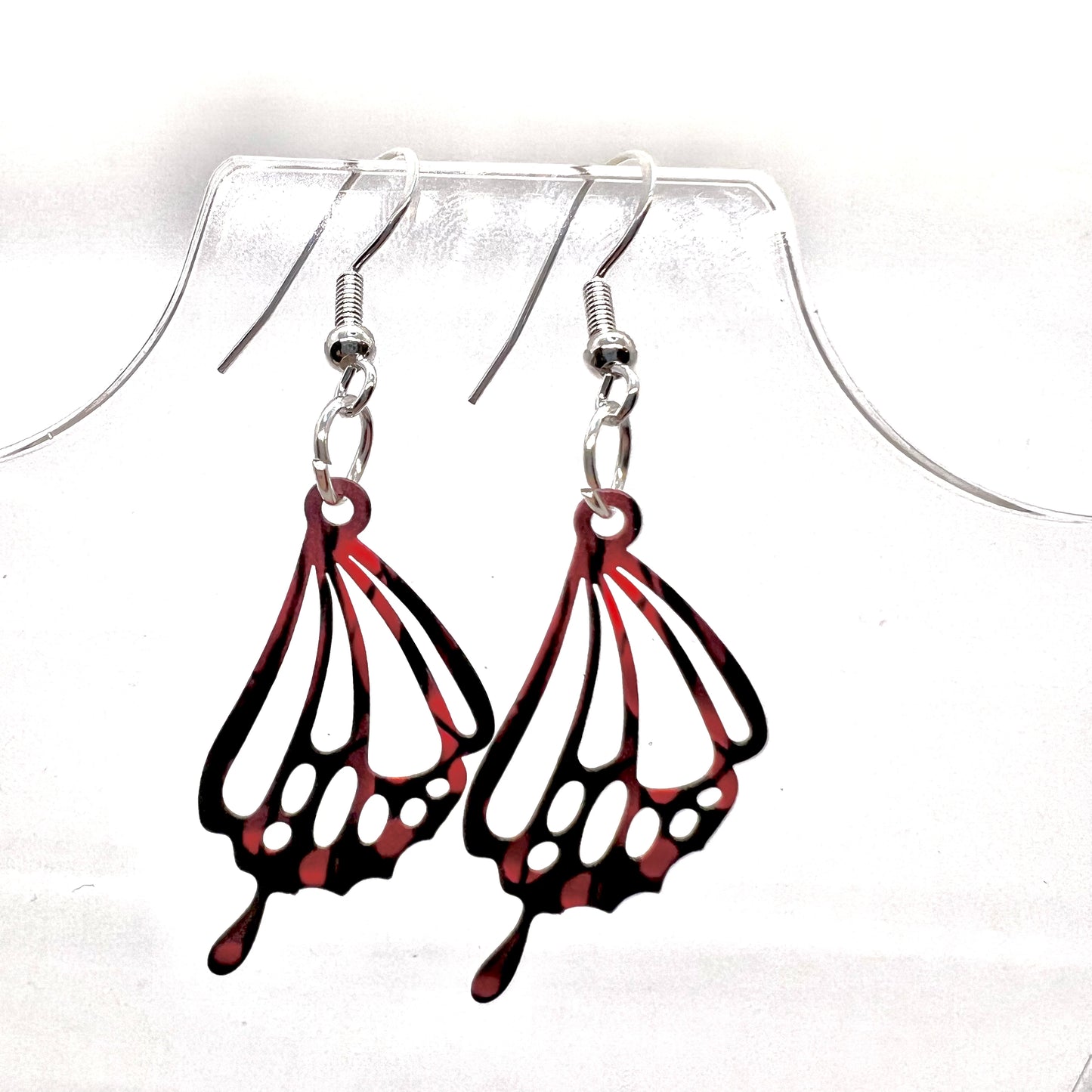 Black & Red Butterfly Wing Earrings