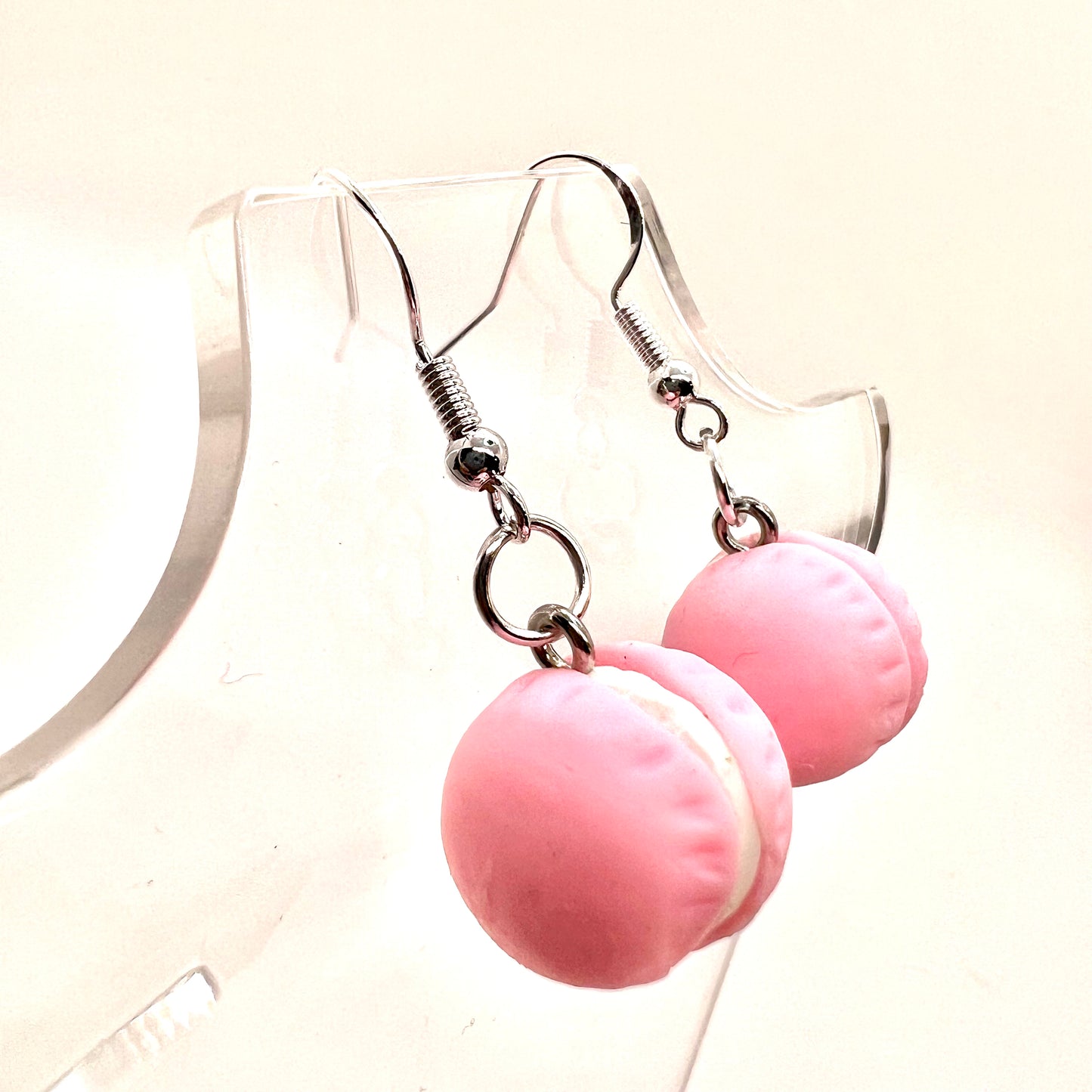 Pink Macaron Cookie Earrings