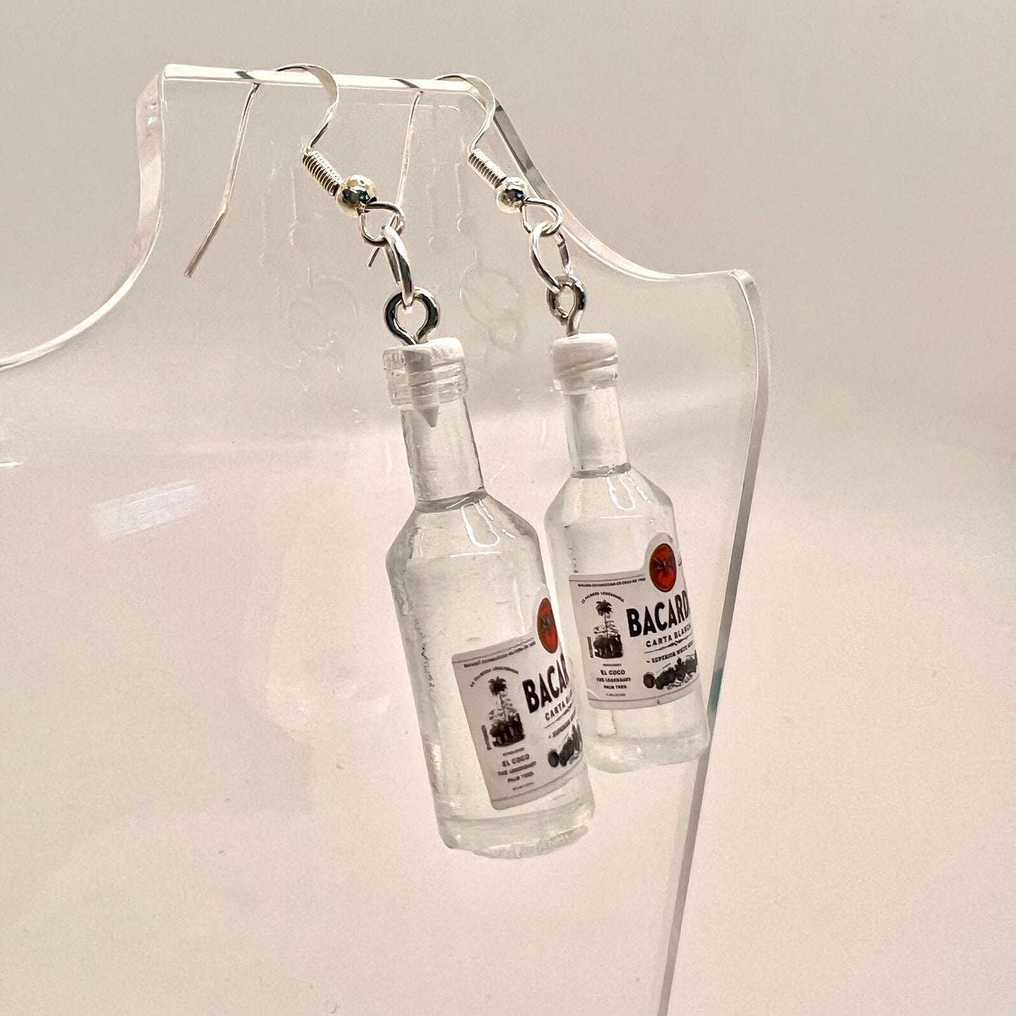 Bacardi Rum Bottle Earrings
