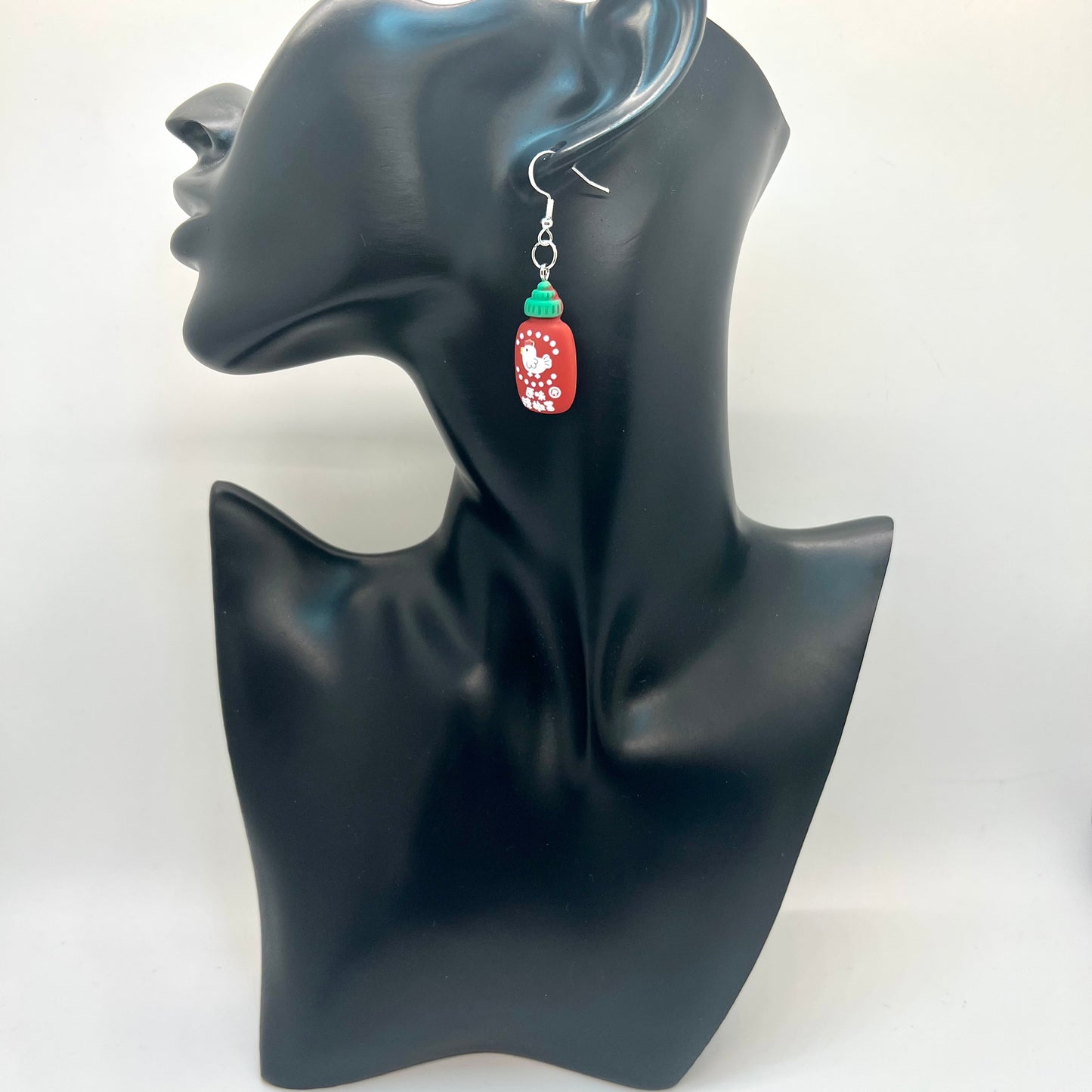 Red Hot Sauce Bottle Earrings