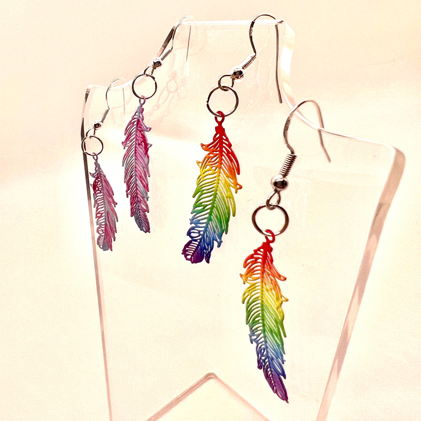 Rainbow Feather Earrings