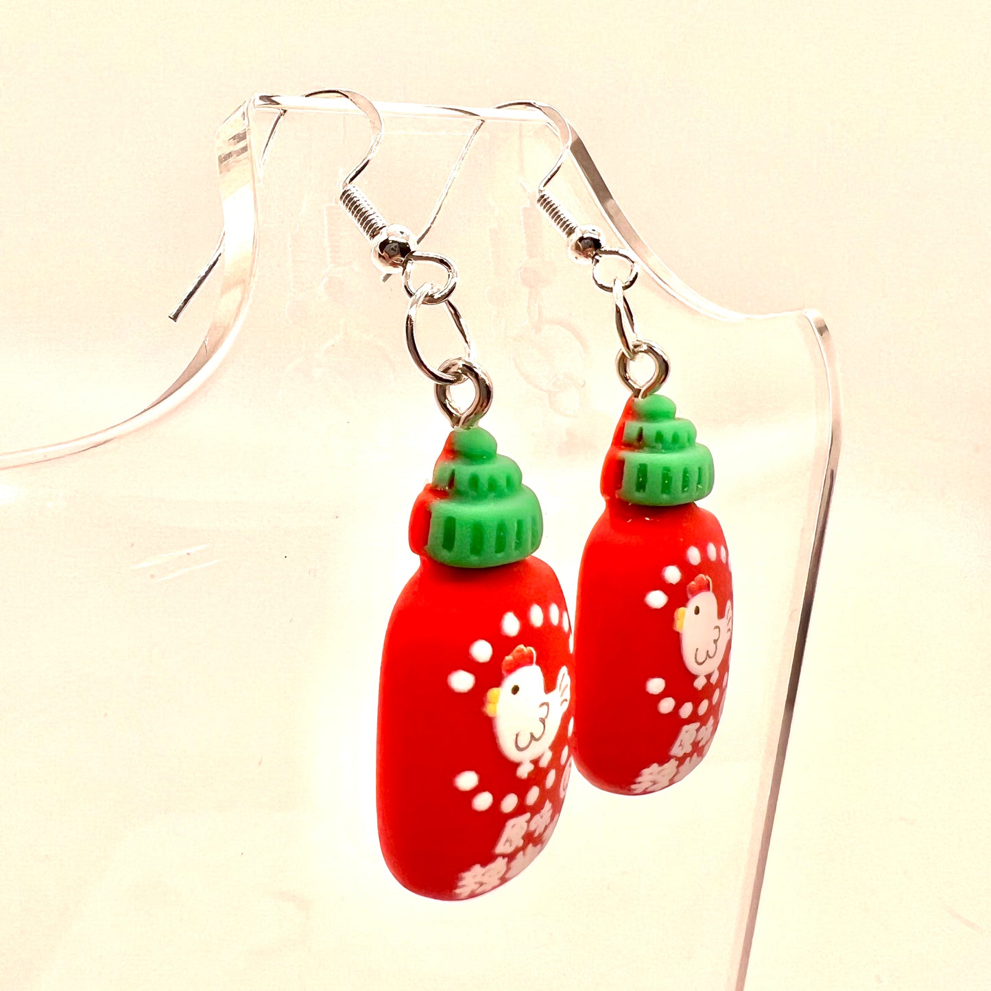 Red Hot Sauce Bottle Earrings