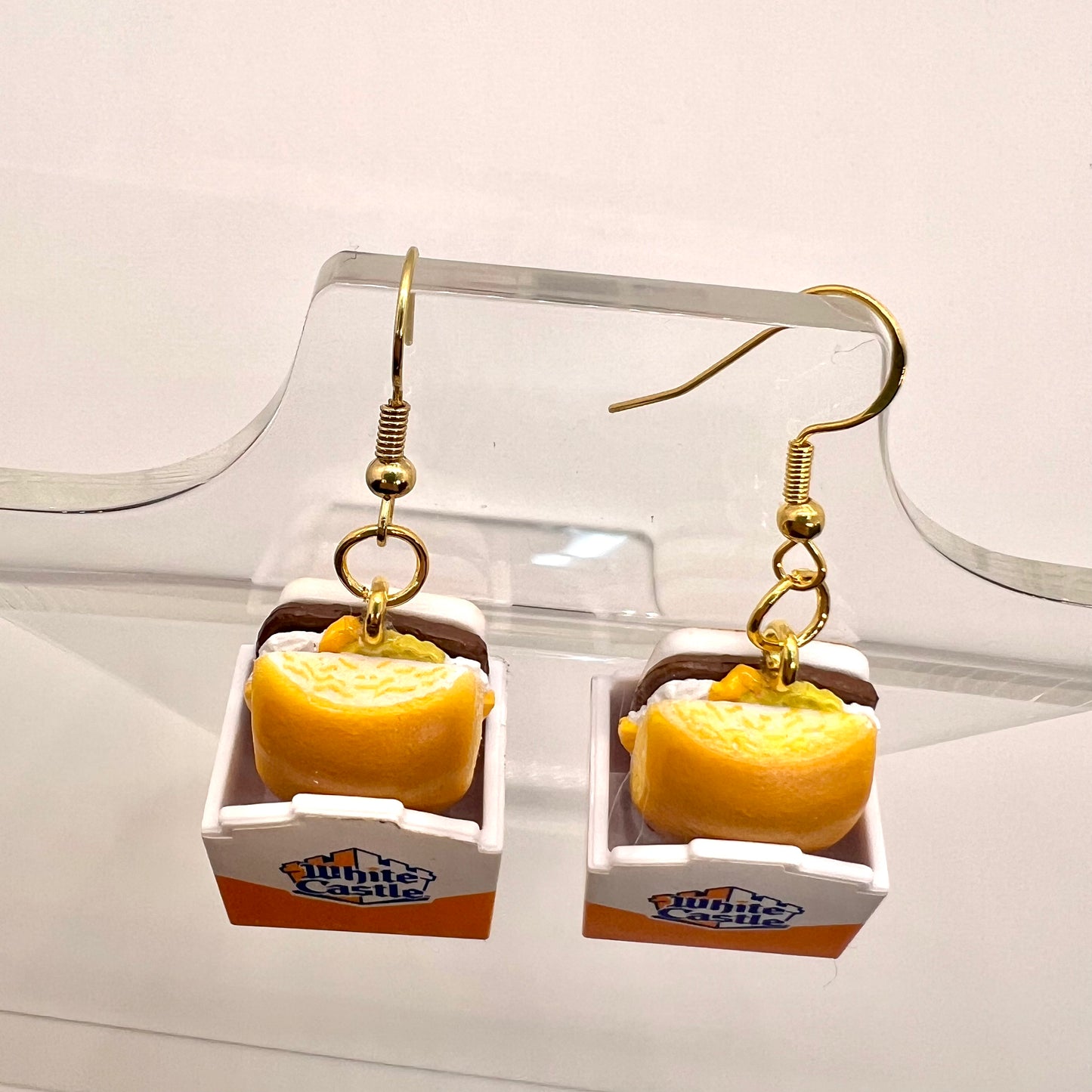 White Castle Burger Earrings