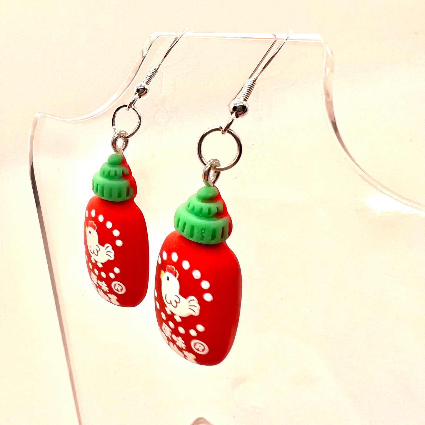 Red Hot Sauce Bottle Earrings