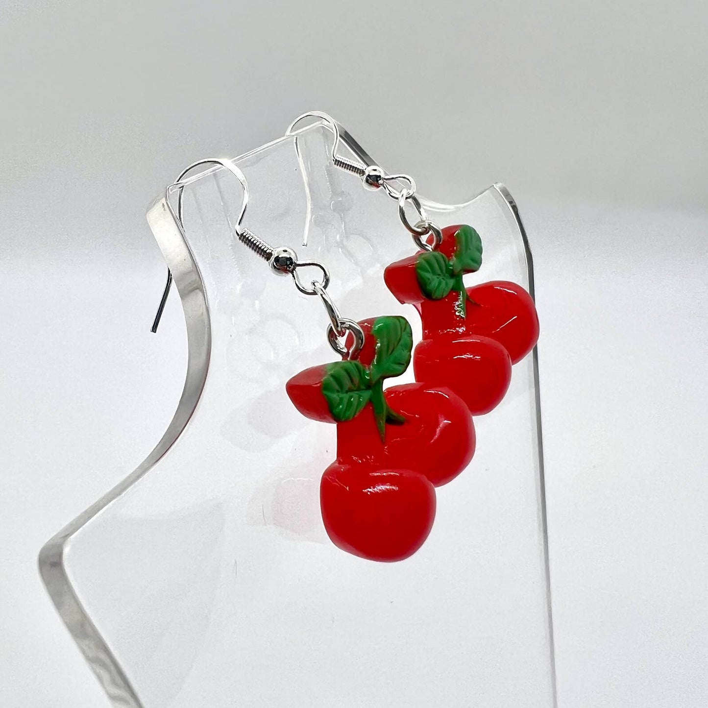 Cherry Earrings - Fruit Earrings - Red Cherries Summer Earrings