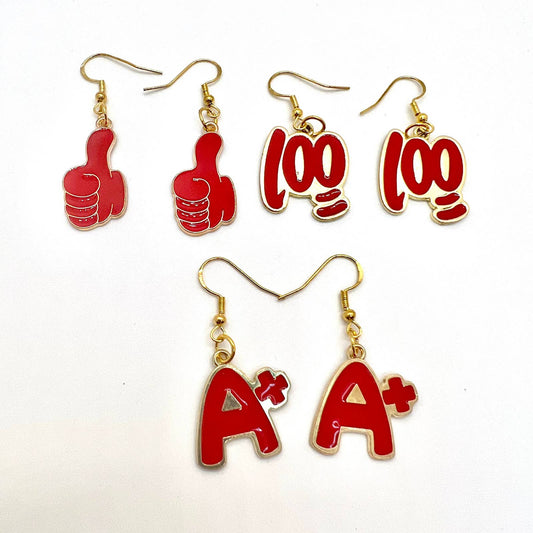 Red School Teacher Earrings