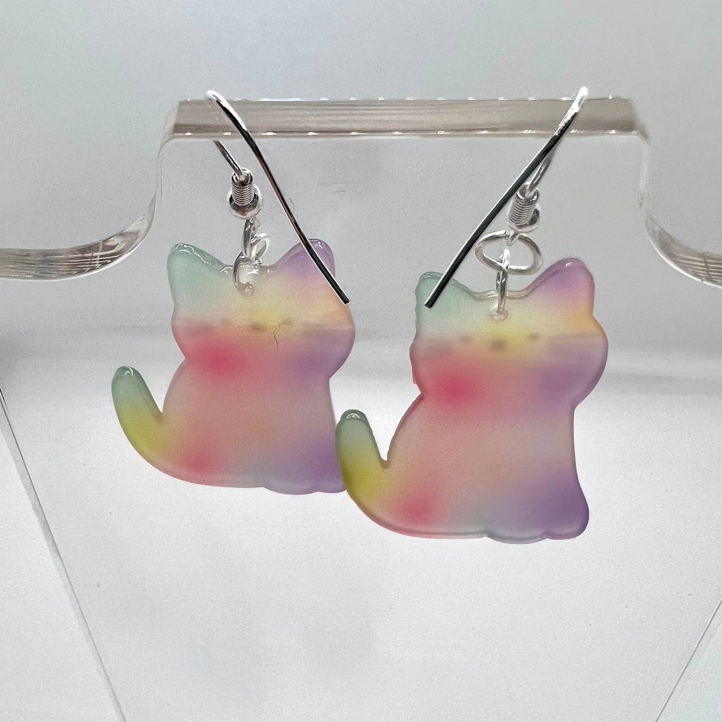 Tye Dye Kitty Cat Earrings