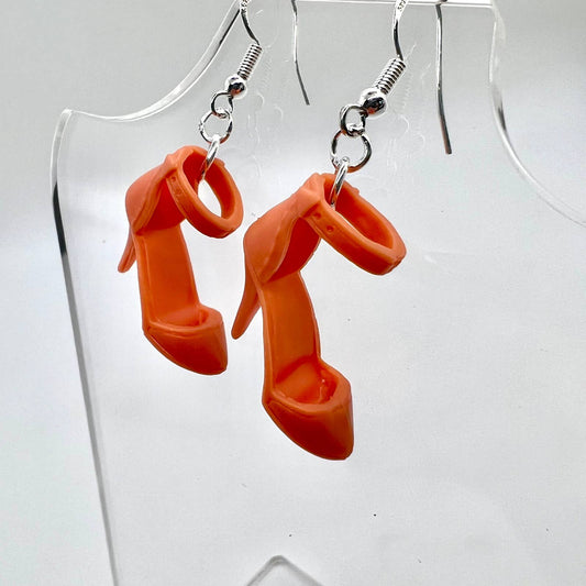 Orange Barbie Shoe Earrings