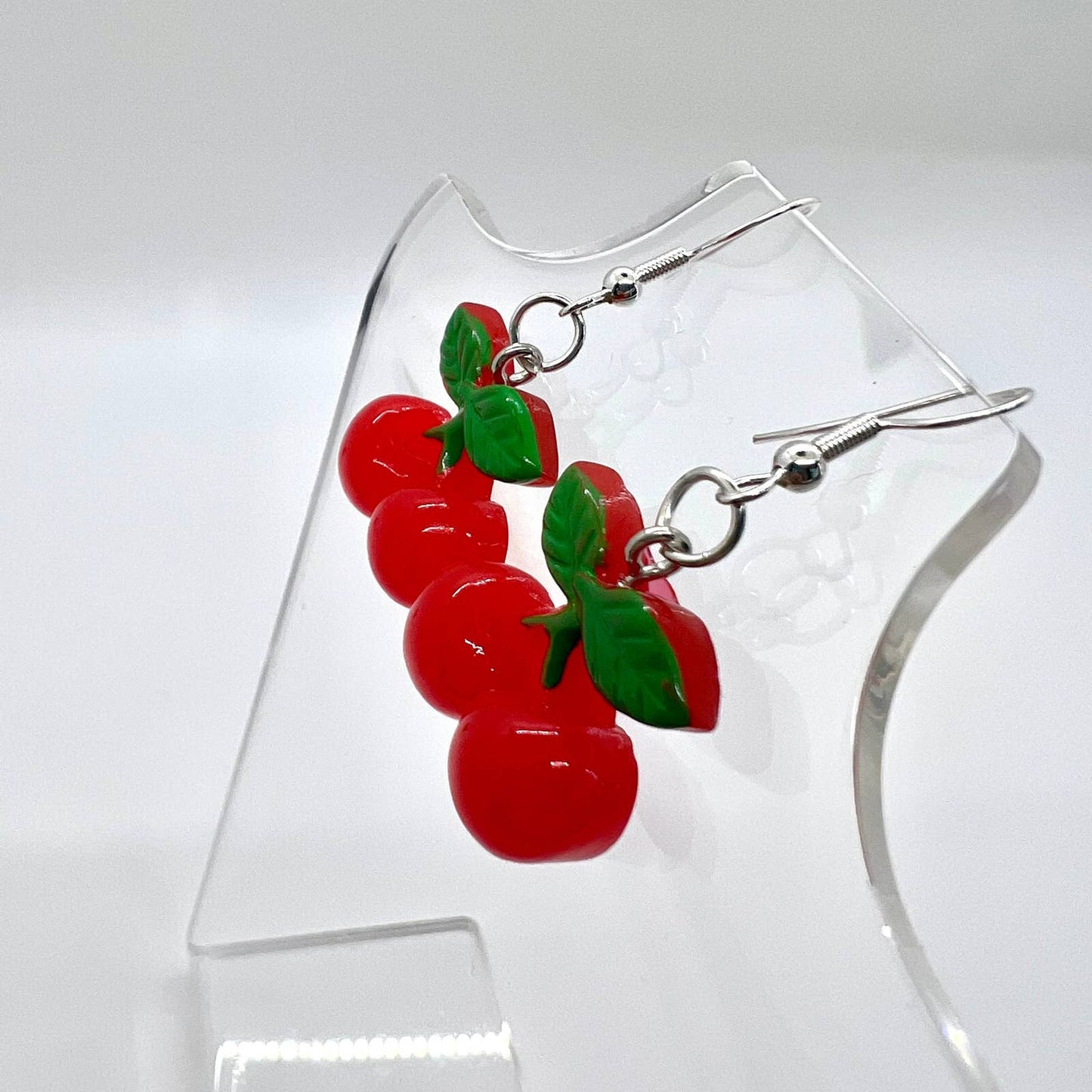 Cherry Earrings - Fruit Earrings - Red Cherries Summer Earrings
