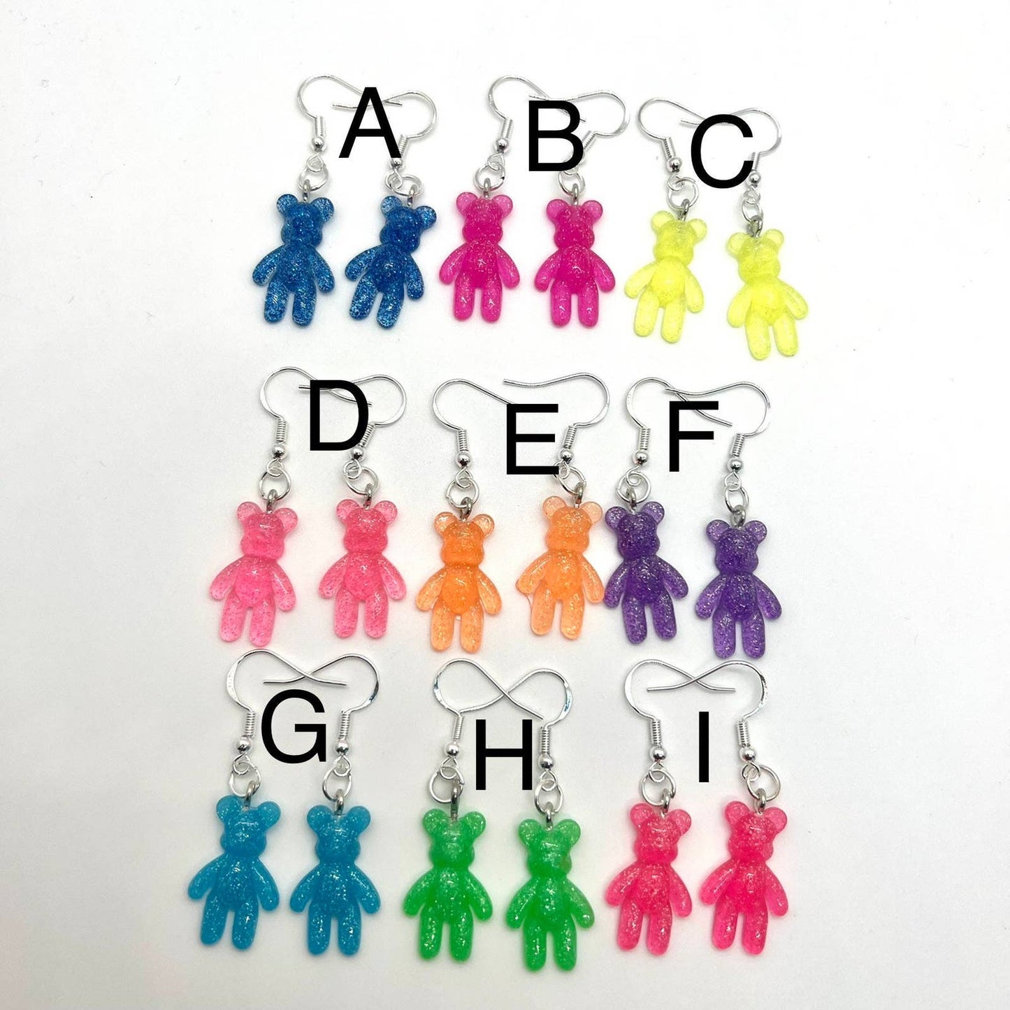 Mini Glitter Gummy Bear Earrings
