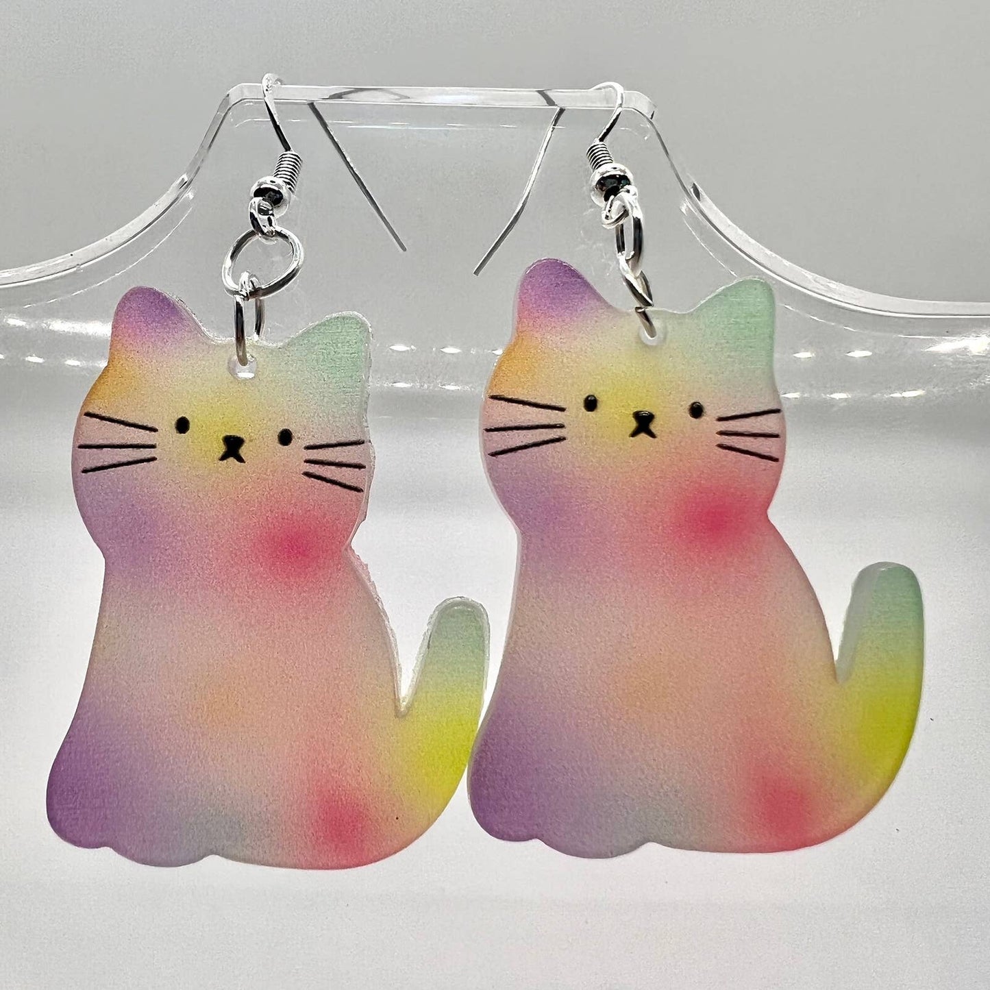 Tye Dye Kitty Cat Earrings