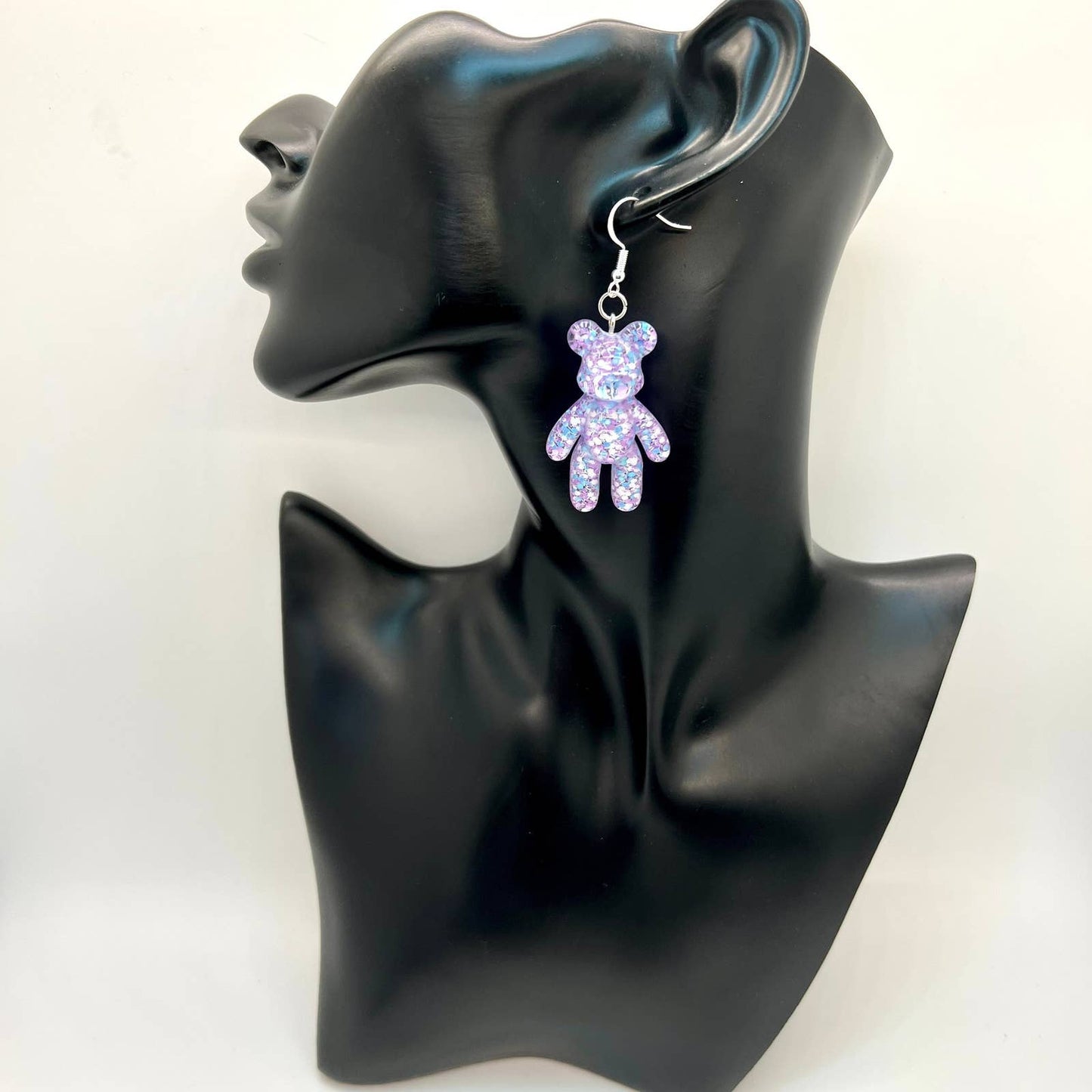 Large Glitter Bear Earrings
