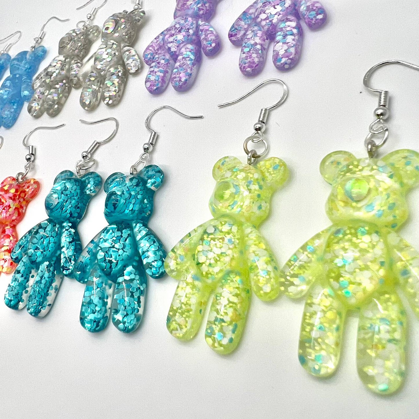 Large Glitter Bear Earrings