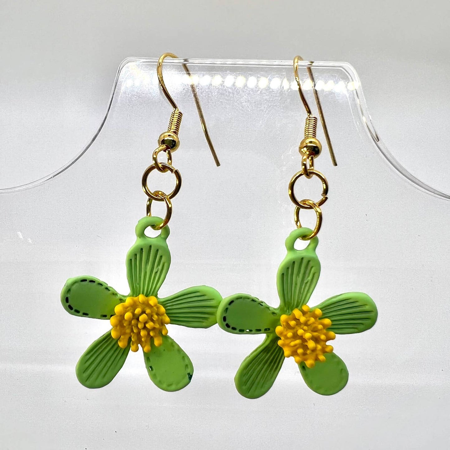 Green Flower Earrings