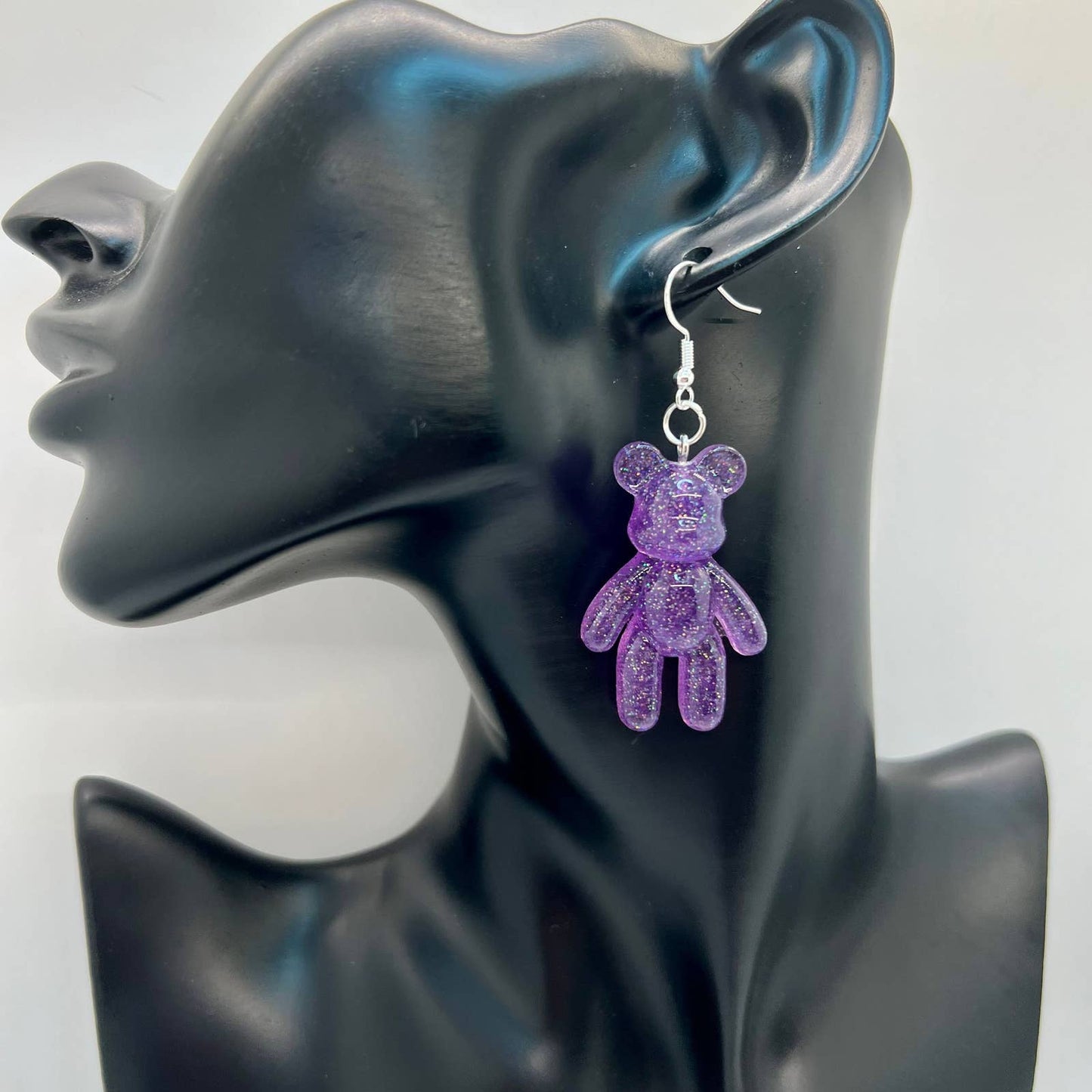 Large Glitter Bear Earrings