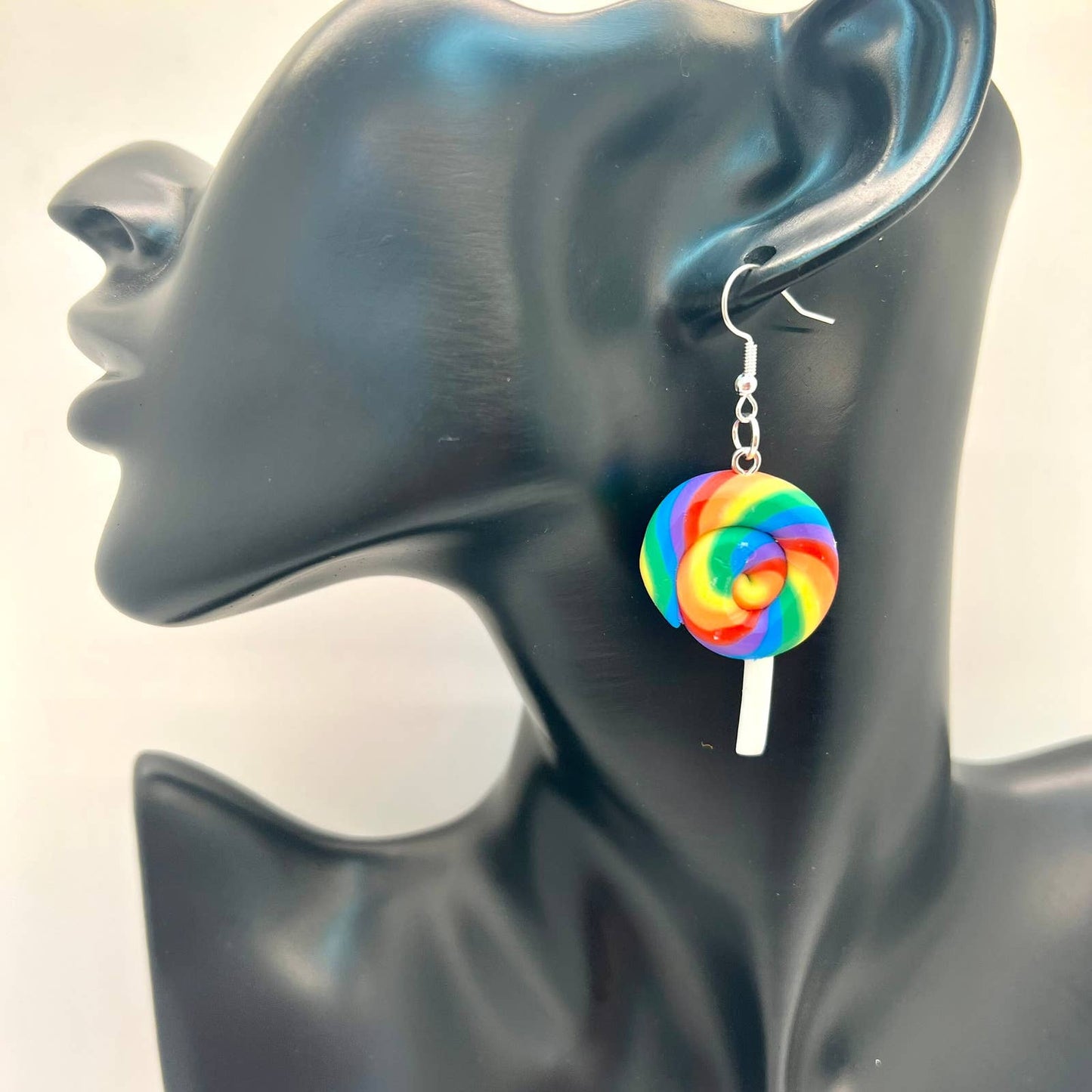 Rainbow Swirl Lollipop Earrings -