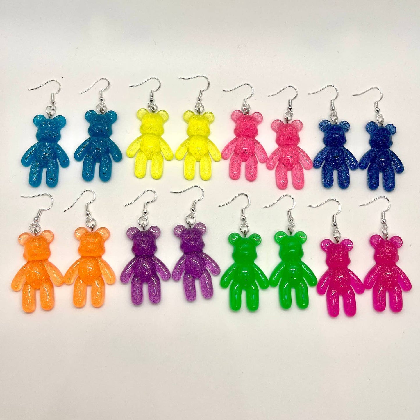 Large Glitter Bear Earrings