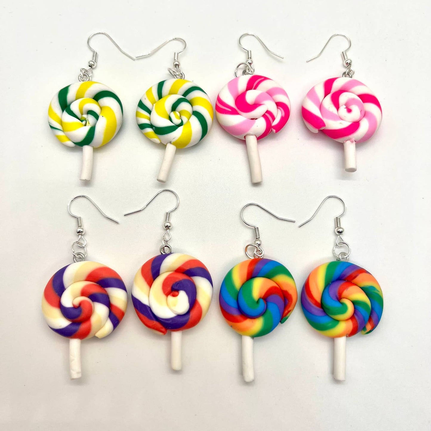 Rainbow Swirl Lollipop Earrings -