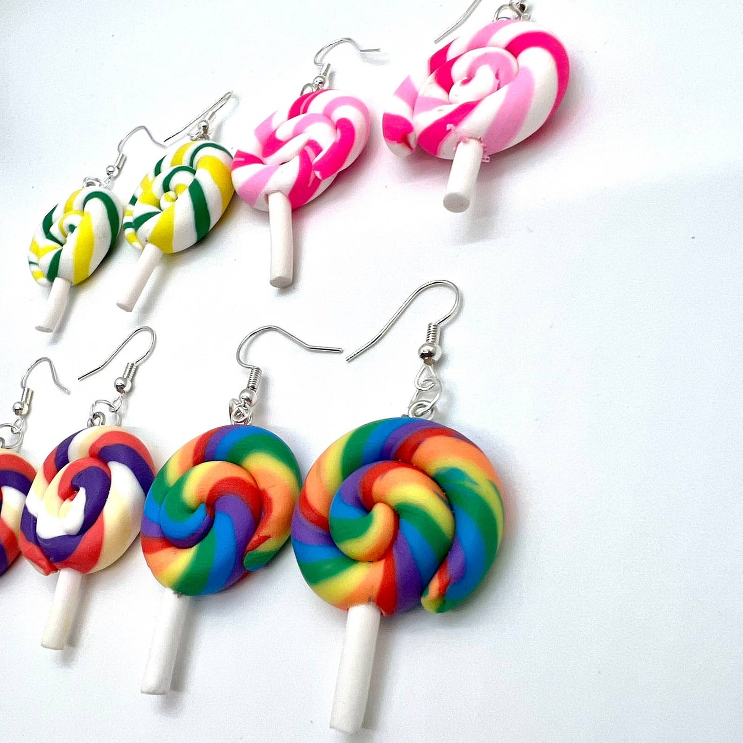 Rainbow Swirl Lollipop Earrings -