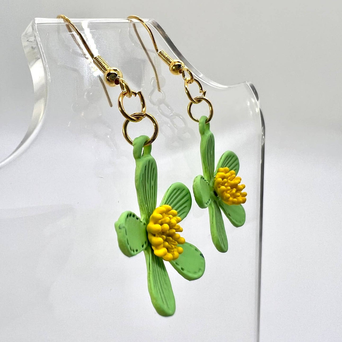 Green Flower Earrings