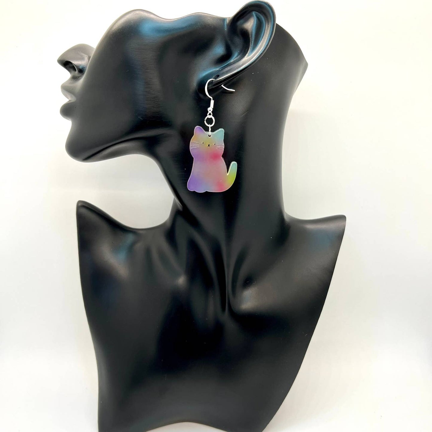 Tye Dye Kitty Cat Earrings