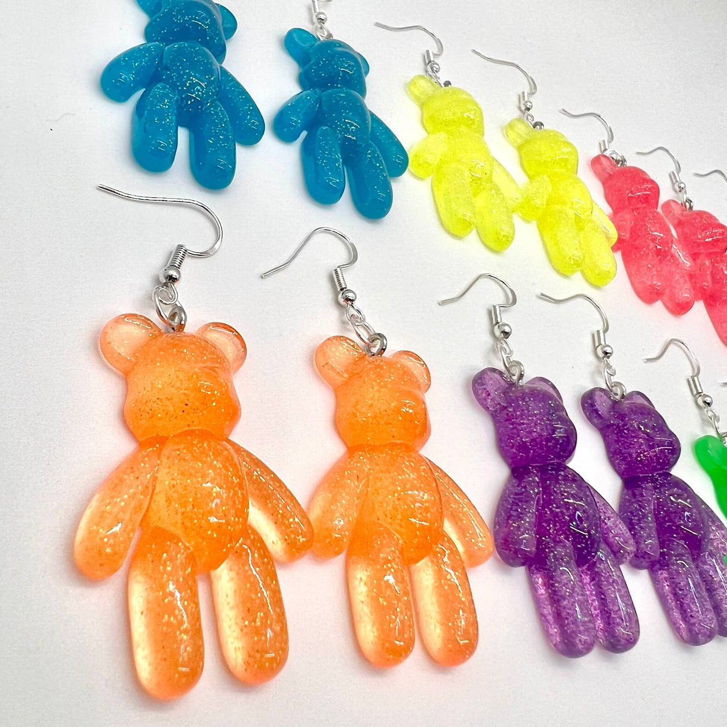 Large Glitter Bear Earrings