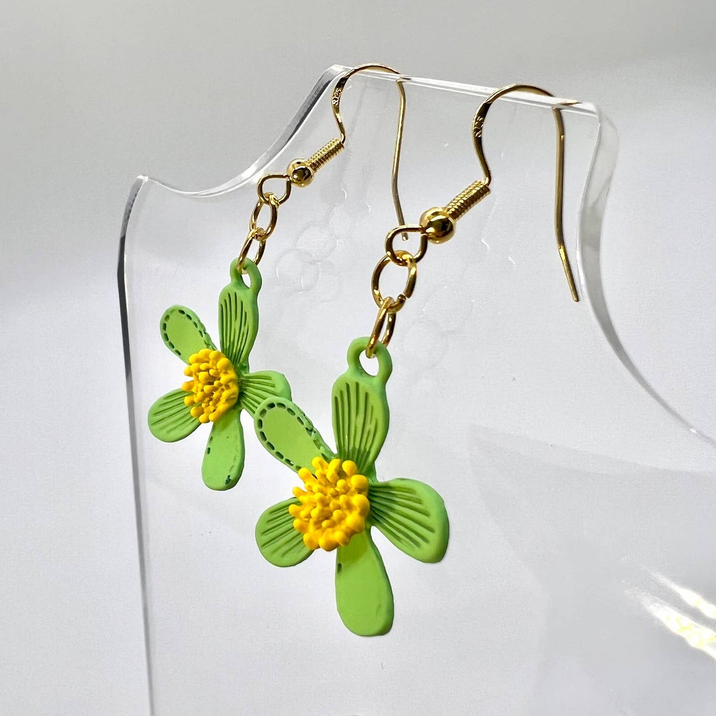 Green Flower Earrings