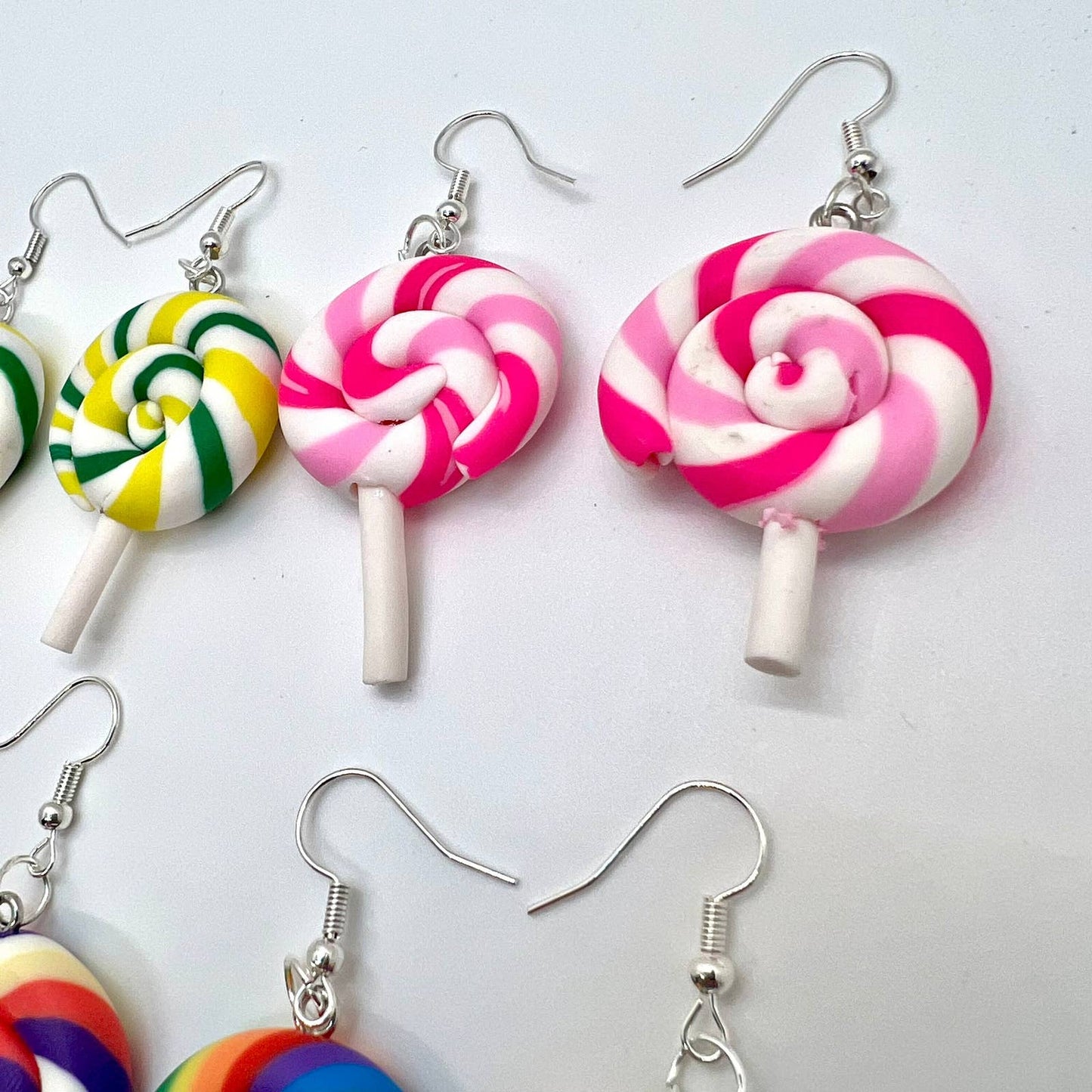 Rainbow Swirl Lollipop Earrings -