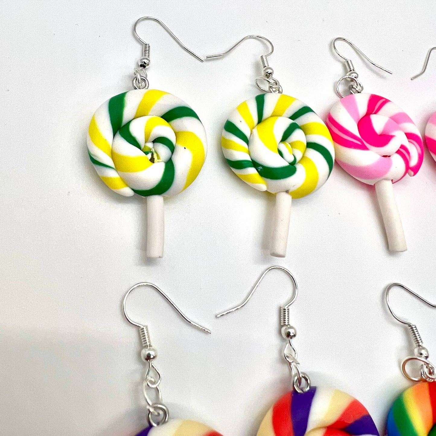 Rainbow Swirl Lollipop Earrings -