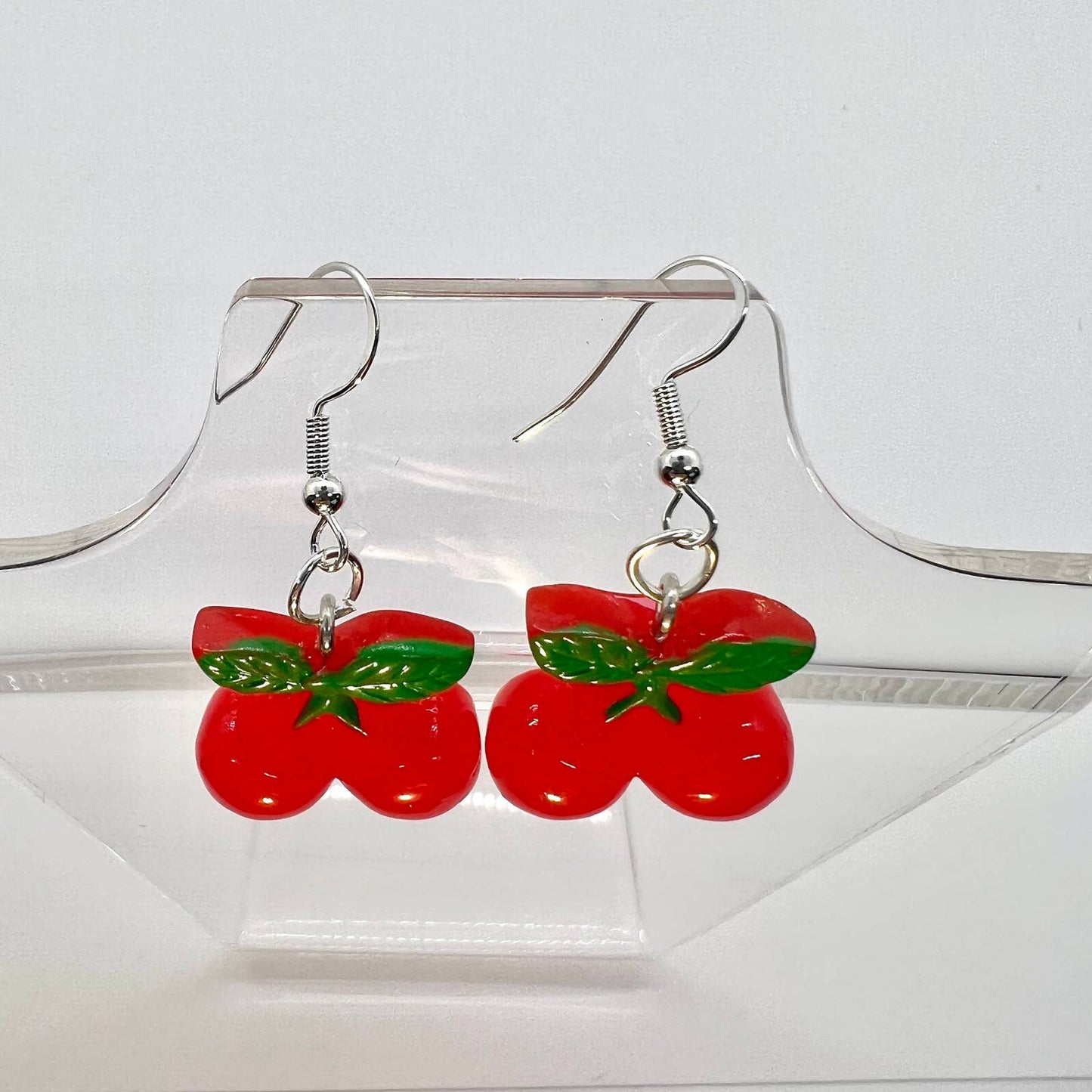 Cherry Earrings - Fruit Earrings - Red Cherries Summer Earrings