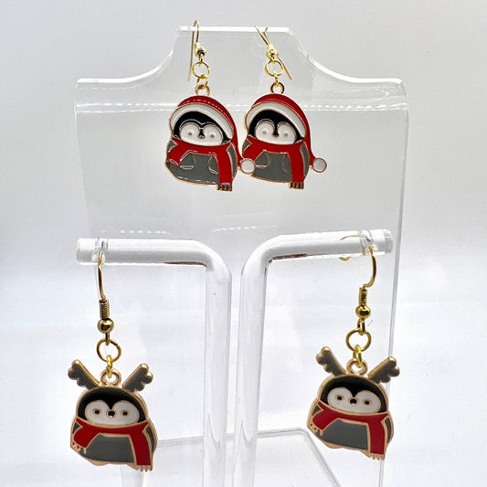 Christmas Penguin & Reindeer Earrings