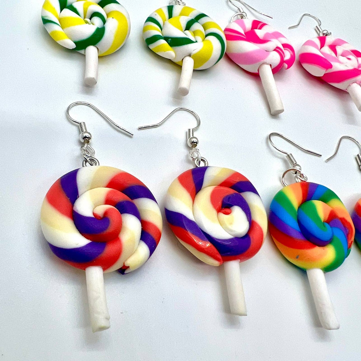 Rainbow Swirl Lollipop Earrings -
