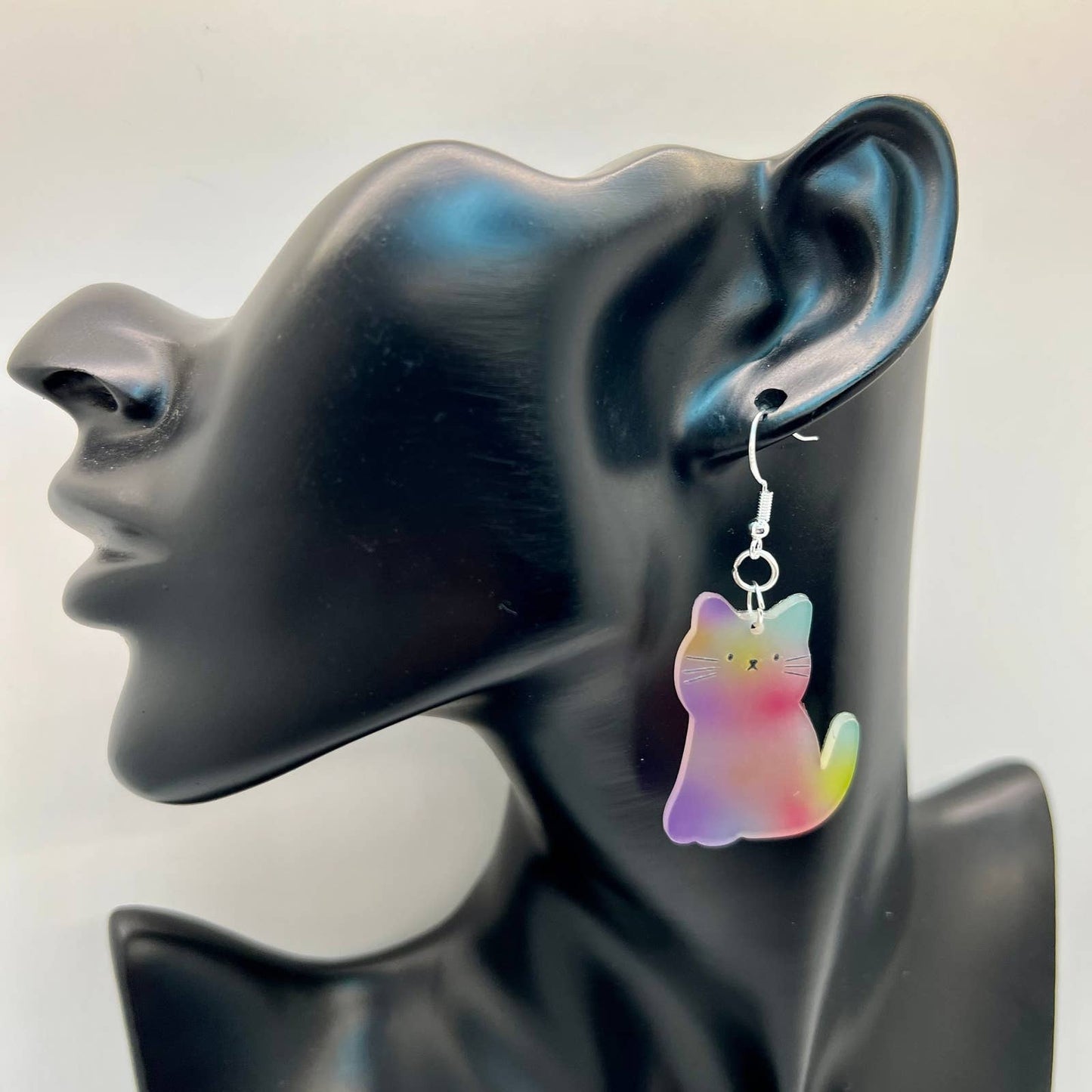 Tye Dye Kitty Cat Earrings
